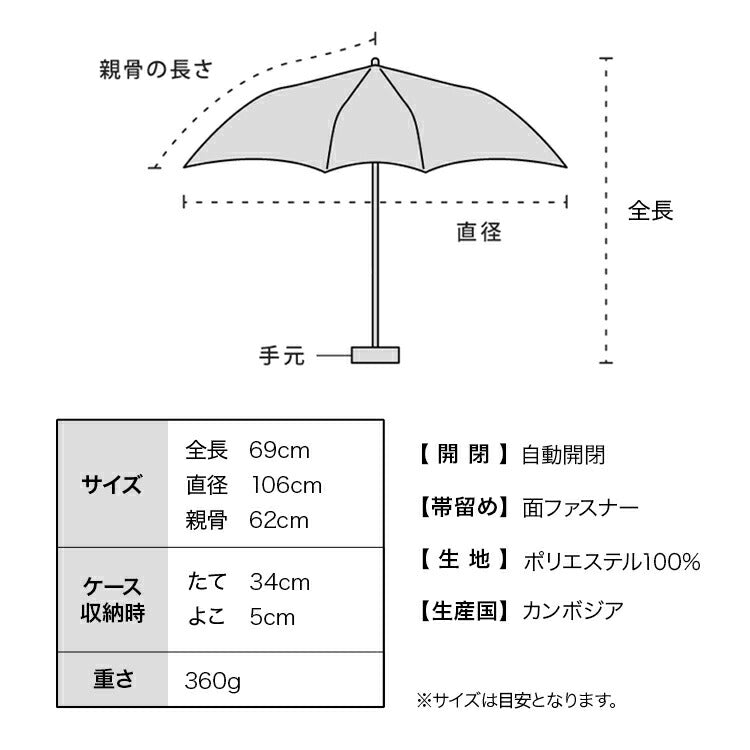 Classic 106cm 大傘面自動開合摺疊傘|一鍵開收.簡約商務質感.晴雨兼用 (360g)