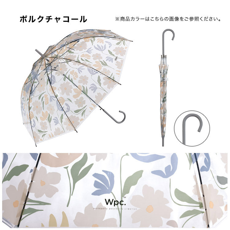 Transparent long umbrella with flowers