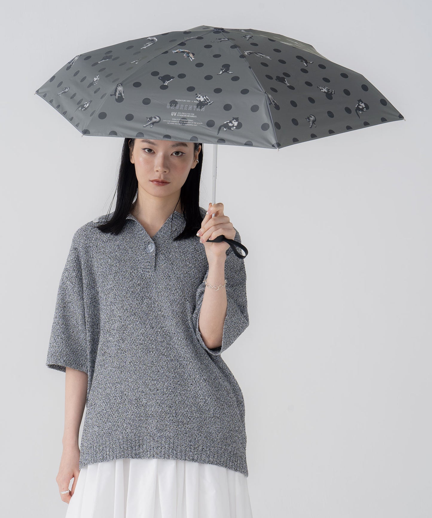 沖昌之 X Wpc. 貓貓波點摺疊傘｜100%遮光．可愛貓貓圖案．送禮佳品 (190g)