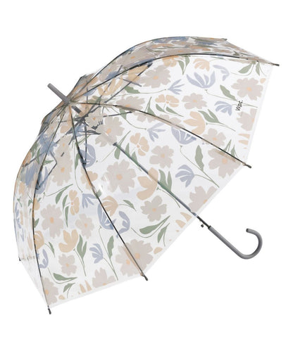 Transparent long umbrella with flowers